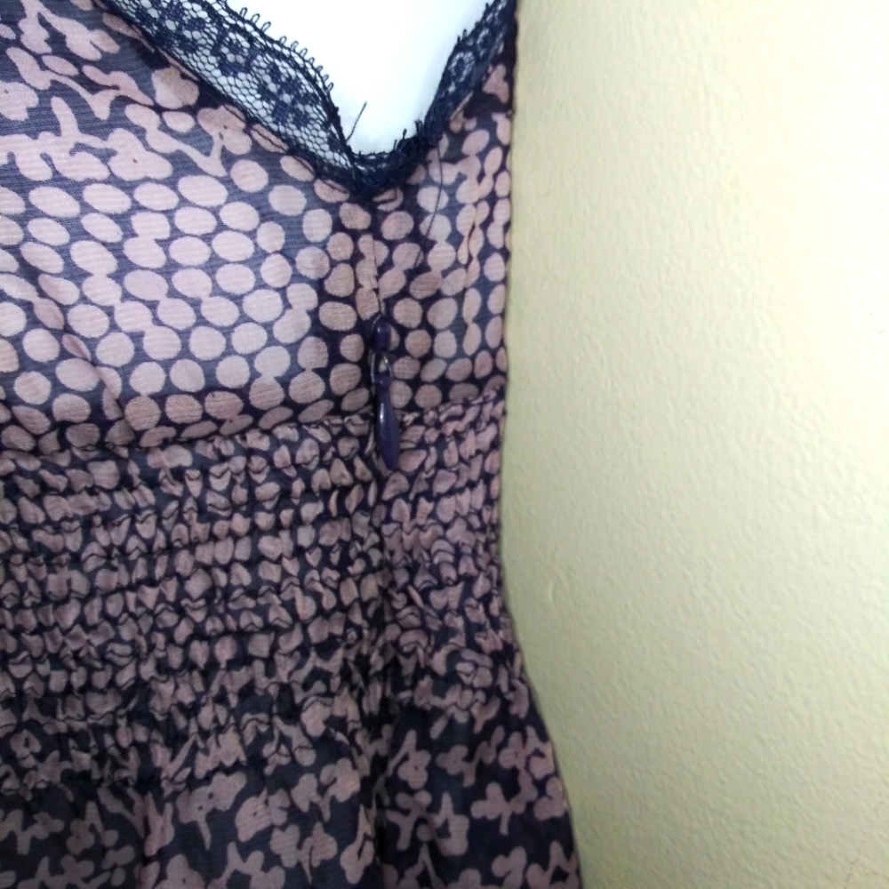 Vintage Free People Boho Mauve & Blue Silk Blend Baby Doll Style Dress - Picture 5 of 12